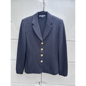 St. John Basics Black Santana Knit Jacket Blazer Sz 6 Gold Buttons Old Money